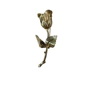Giovanni Gold Tone Rose Flower Brooch Pin Vintage Floral